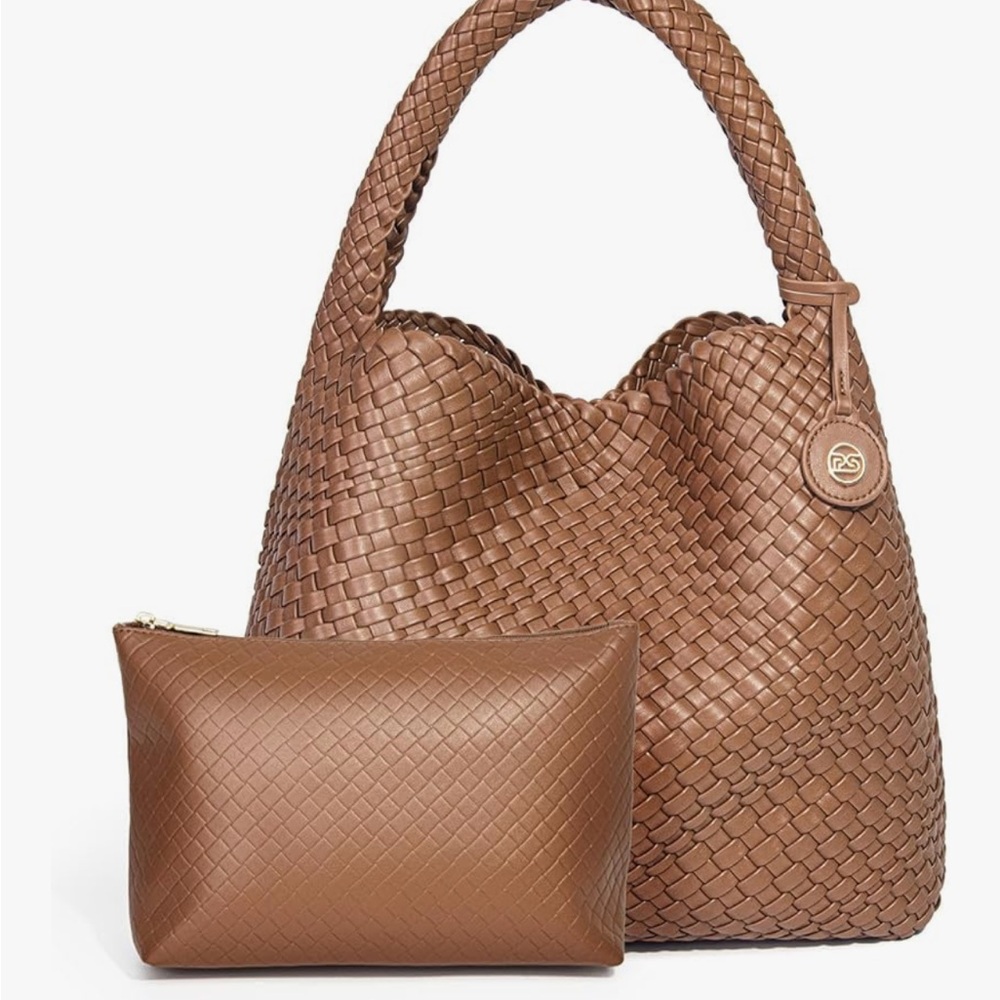 NWT Petite Simone Large Woven Tote Bag